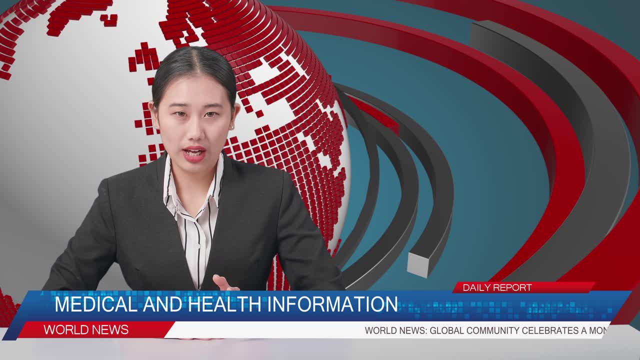 Live News Studio With Asian Professional Female Anchor Reporting On The Events Of The Day