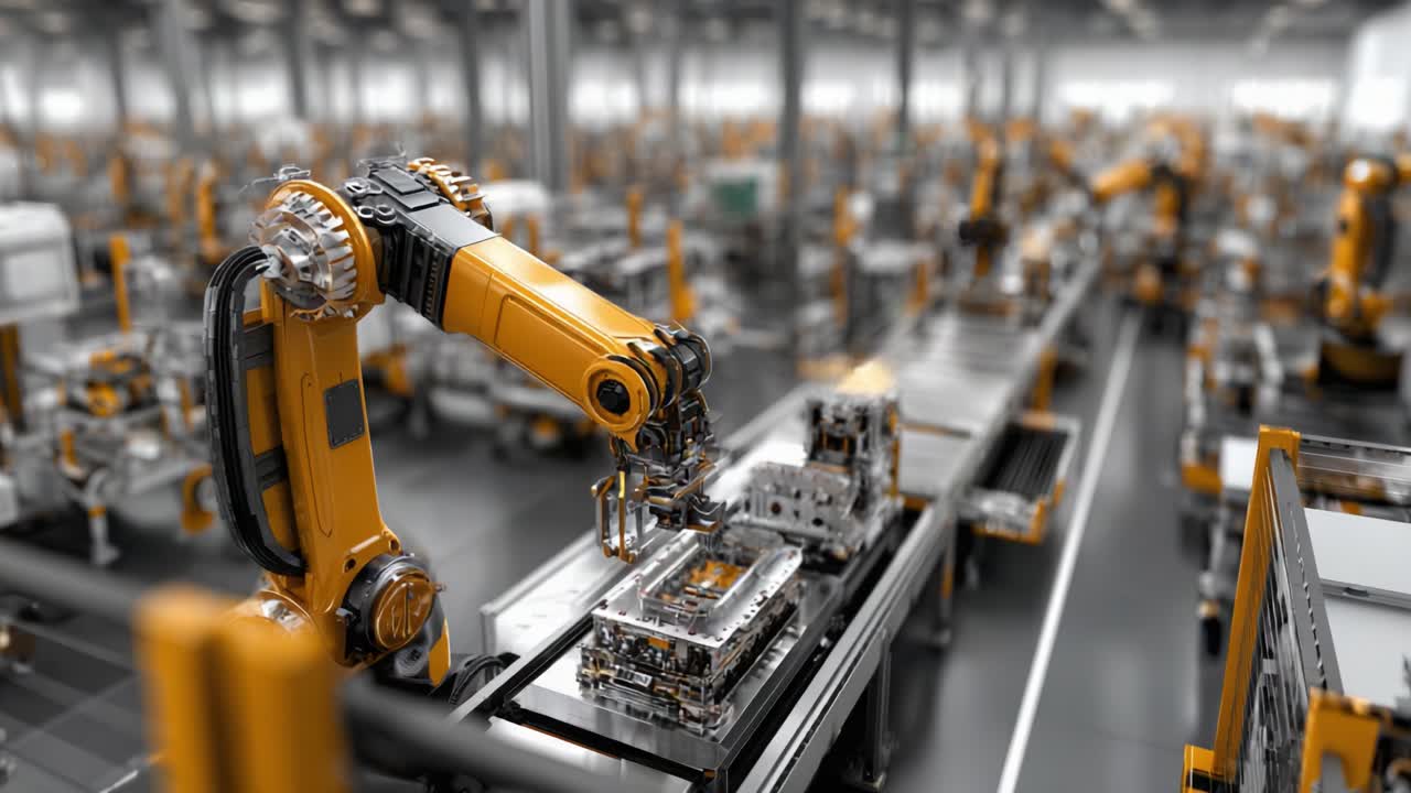 Advanced Robotic Automation: A State-of-the-Art Assembly Line Showcasing Precision Engineering and Streamlined Production Processes in a Modern Manufacturing Facility