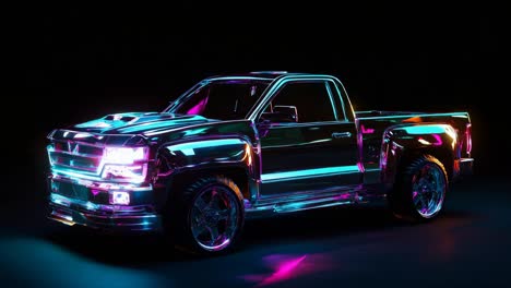neon cyberpunk pickup truck