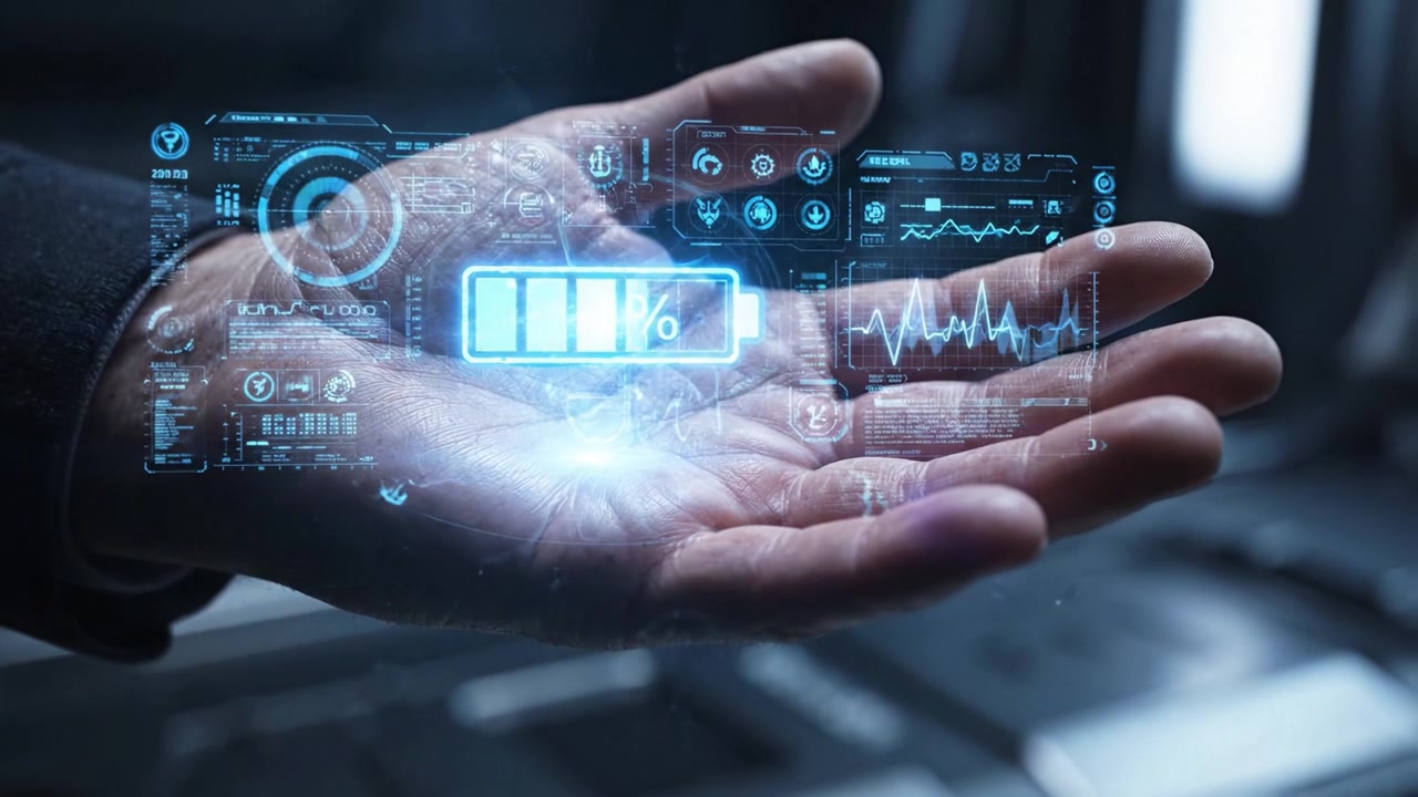 A Futuristic Transformation: From an Ordinary Hand to a High-Tech Interface Showcasing Advanced Digital Data and Energy Metrics