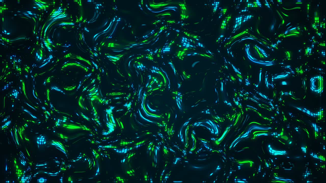 abstract azul y verde remolino brillo línea manchada en fondo negro