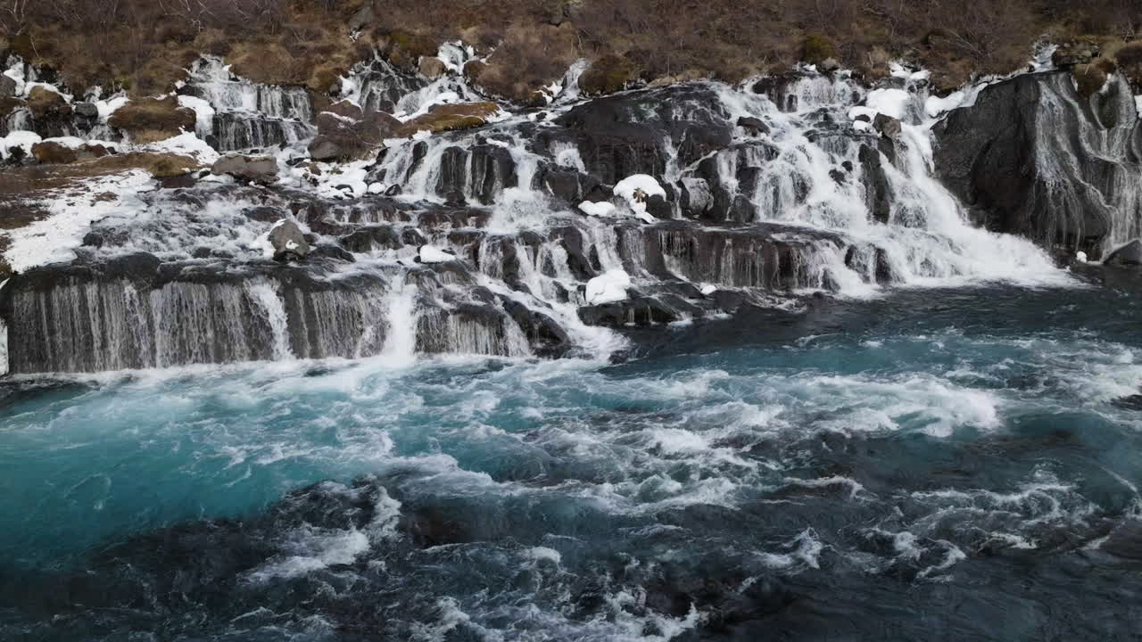 Powerful Waterfall in Iceland during Winter