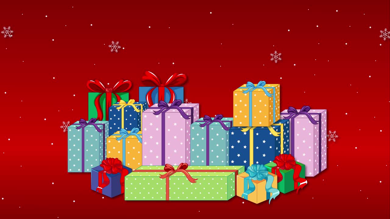 Presents accumulate with a festive greeting