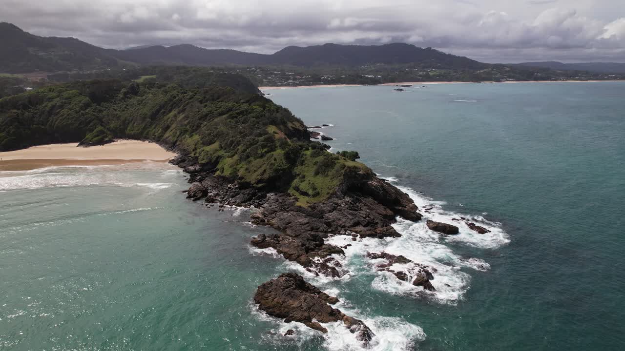 Little Diggers Beach On A Tranquil Day In Coffs Harbour, NSW, Australia - Aerial Shot
