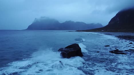 sea washing rocky coast in norway