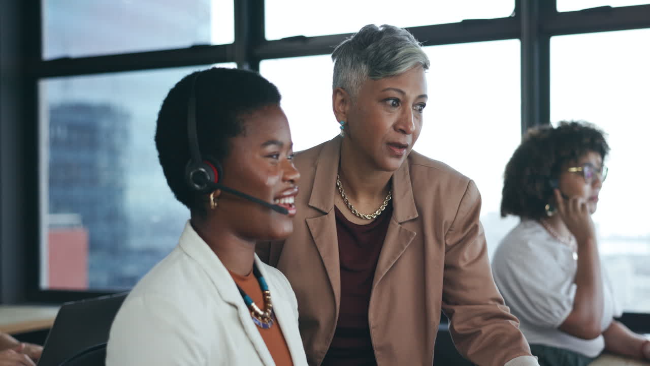 Call center, coaching and training with black