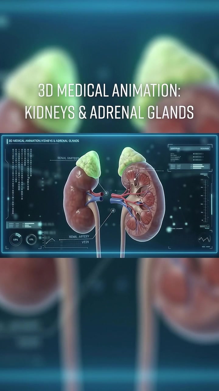 3D Medical Animation of Human Kidneys and Adrenal Glands