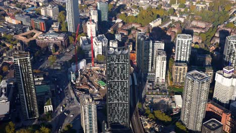 aerial view of the strata building and development in the elephant and castle, london, uk