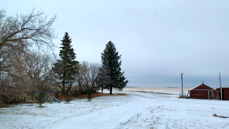 overcast winter time-lapse on a farm