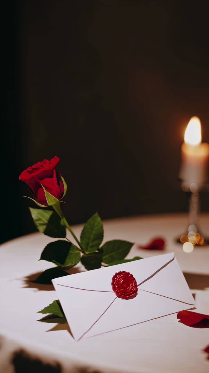 Romantic Dinner Setting with Letter and Roses