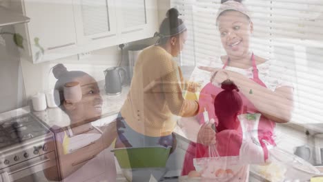 montage of happy african american mother and daughter enjoying time together at home, in slow motion