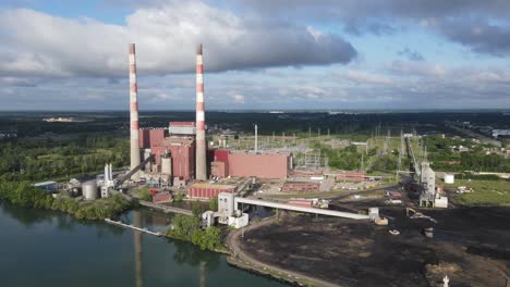 decommissioned trenton channel power plant, coal plant owned by dte as transition to renewable energy - trenton, michigan, usa