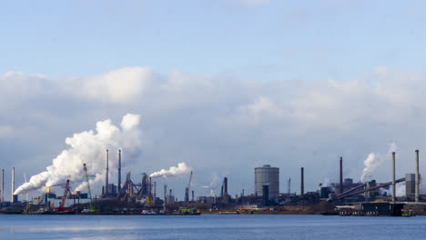 time lapse of polluting industrial area near harbor - medium