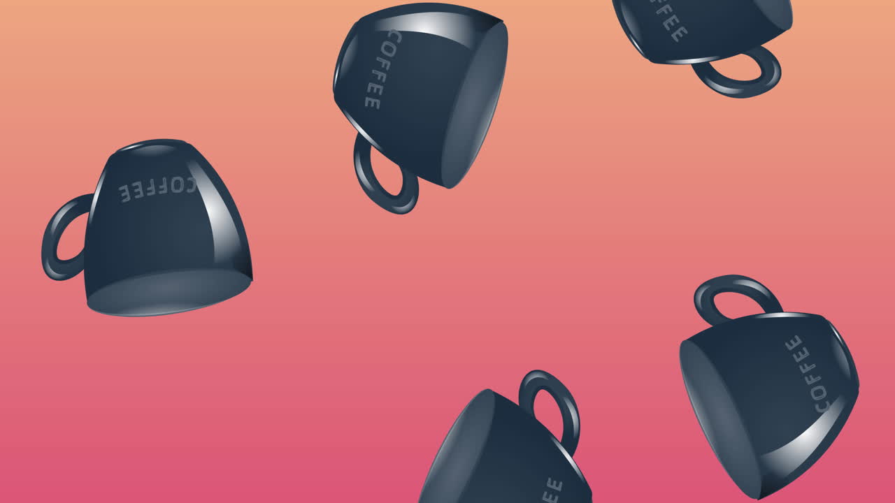 composición de iconos de taza en fondo rosado