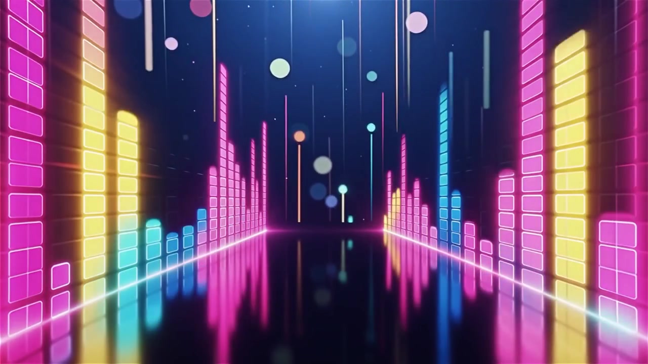 Futuristic Rainbow Neon Music Equalizer Visualizer Background