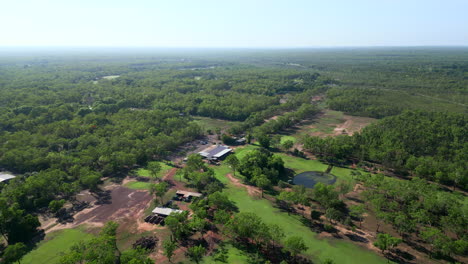 drone aerial footage of golf course in tropical nature
