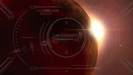 hud futurista escanea un planeta alienígena para un gráfico de ciencia ficción