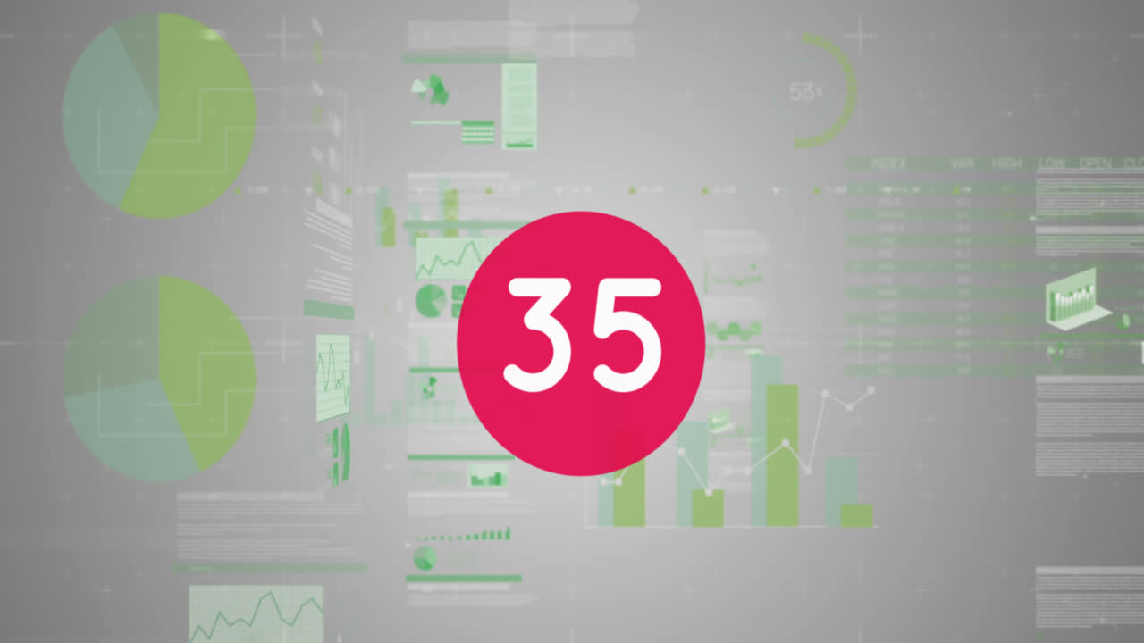 animación de números que cambian a lo largo de las estadísticas