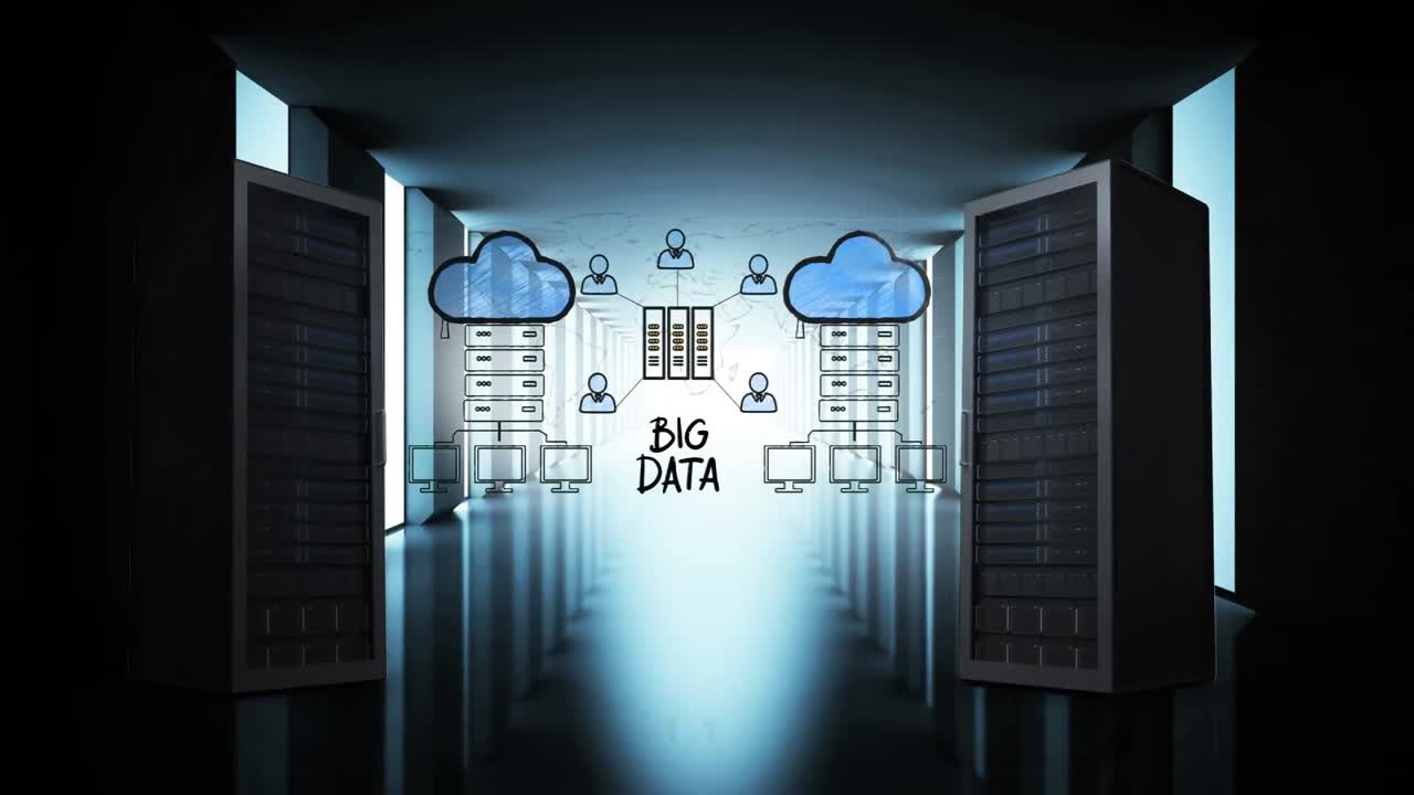 servidor de datos y dibujo de servidor de datos y nubes