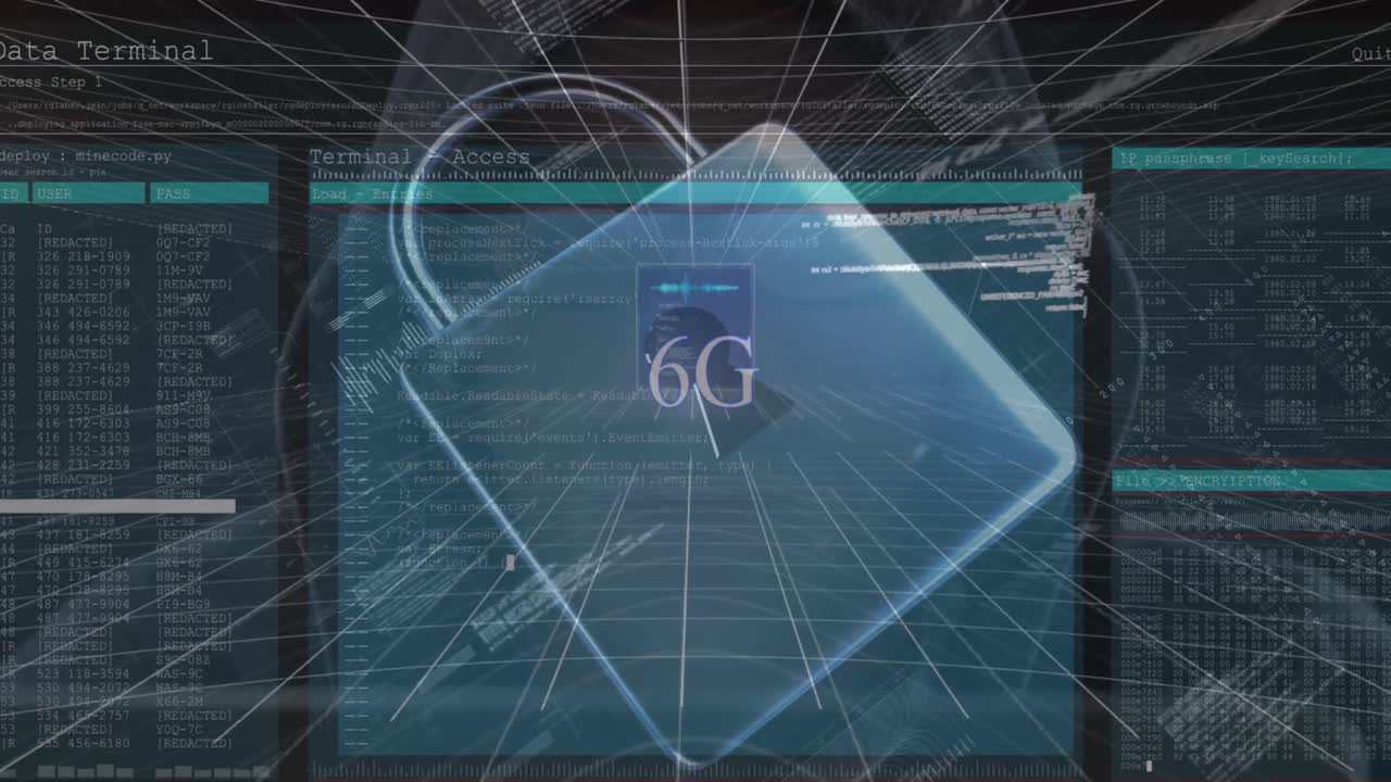 Animation of security padlock over data processing on dark background