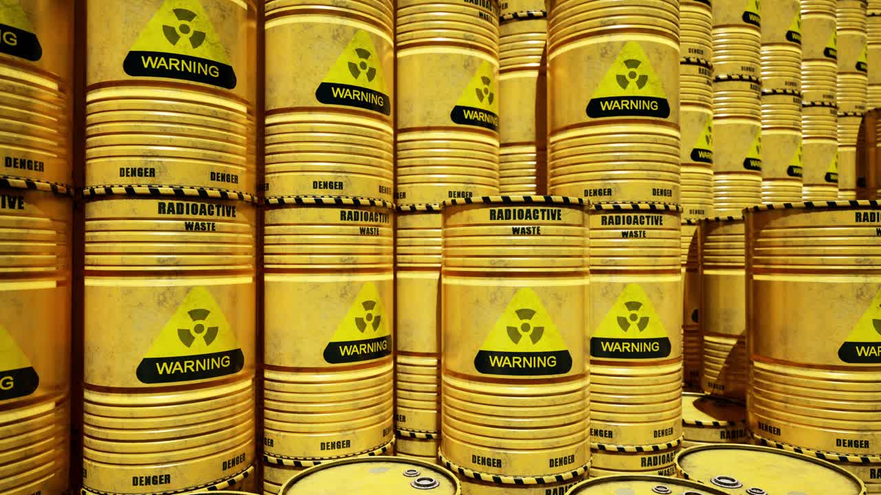 Stacked Radioactive Waste Barrels