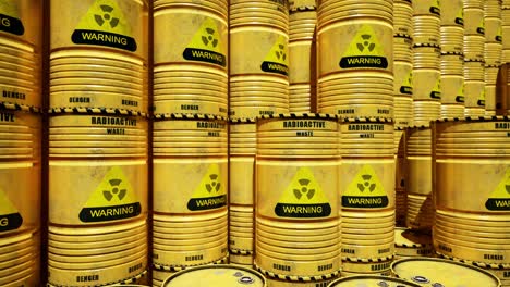stacked radioactive waste barrels