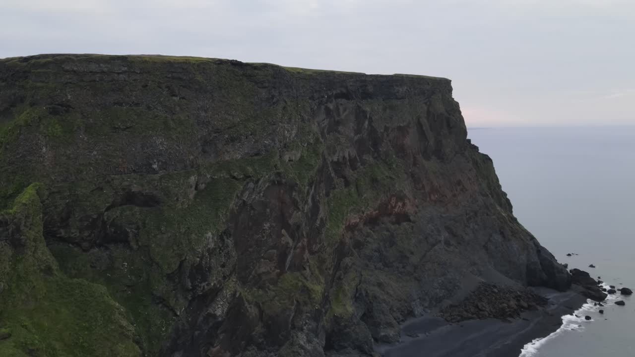 Icelandic Coastline Cliff and Black Sand Beach