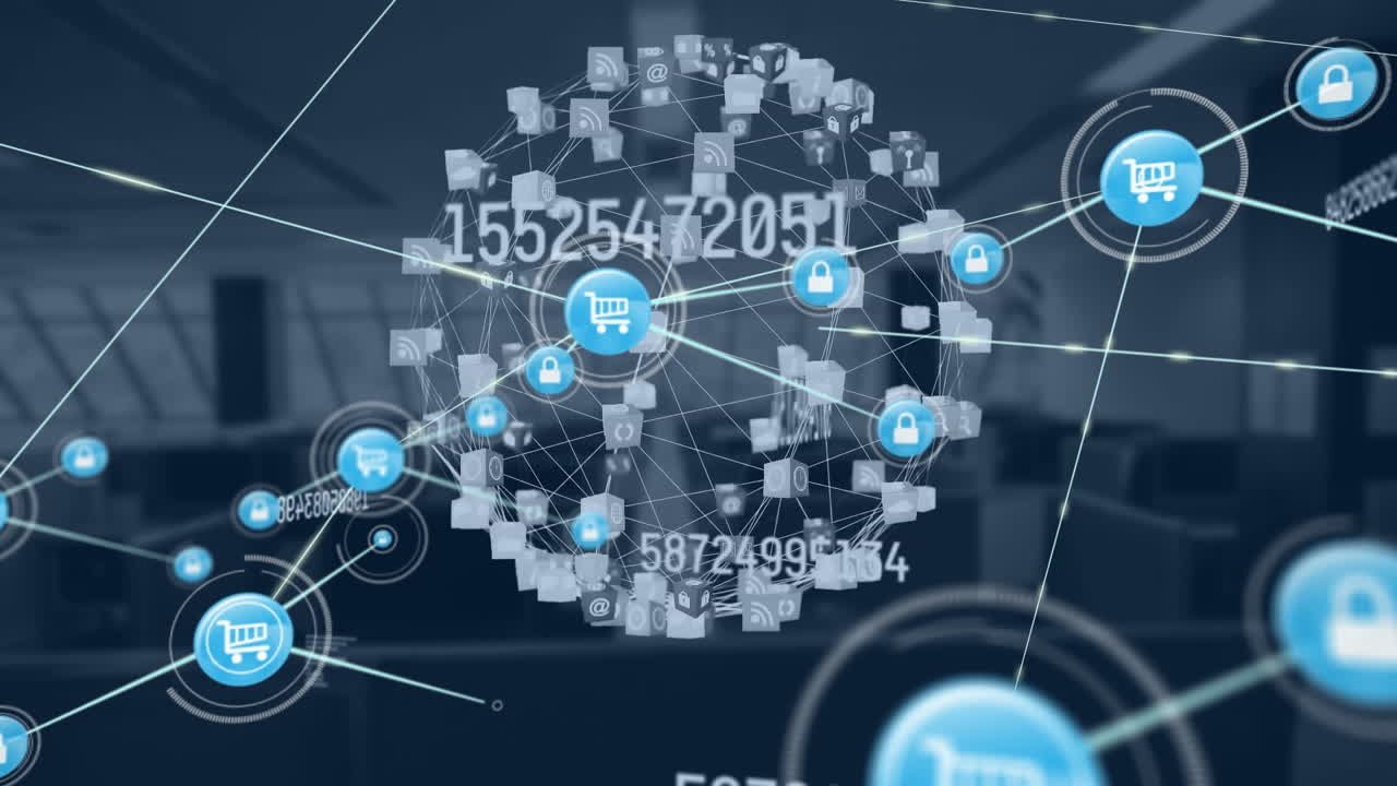 animación de la red de conexiones a través de la oficina