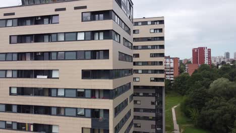 renovated urban high rise buildings next to old ones