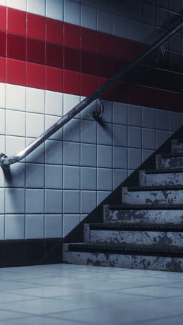 underground stairwell with rusty railing