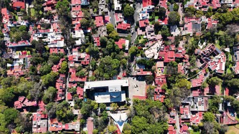 vista a vista de pájaro de las viviendas de alta densidad de coyoacan en la ciudad de méxico