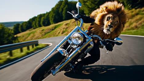 lion on a motorcycle