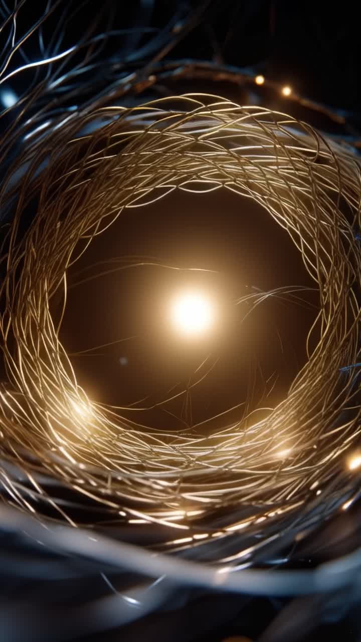Sebuah spiral cahaya gemerlap yang memukau terekam dalam dua bingkai, menampilkan keindahan mempesona dari untaian cahaya yang menyatu menuju sumber terang pusat