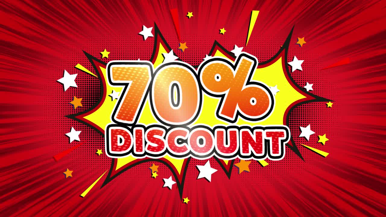 70% Discount Comic Style Graphic Design