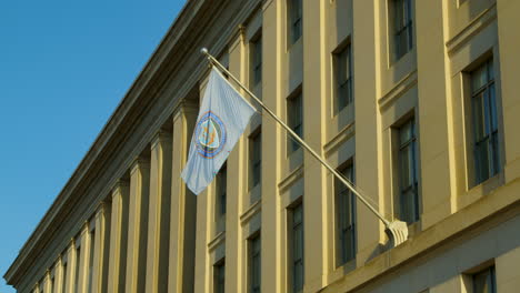 the flag of the federal trade commission waves in a morning breeze in washington dc