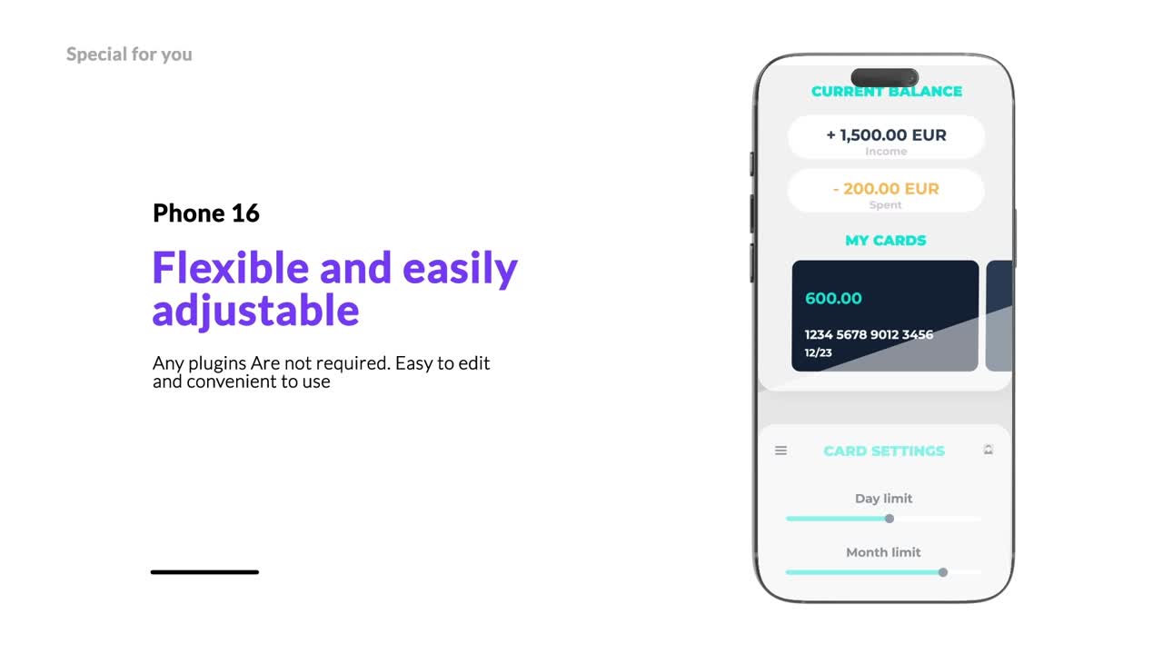 A modern motion graphics template designed for phone mockup video content