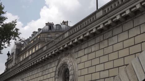 SLOW-MOTION:-Touristic-boat-cruise-in-Paris-on-famous-river-Seine,-France