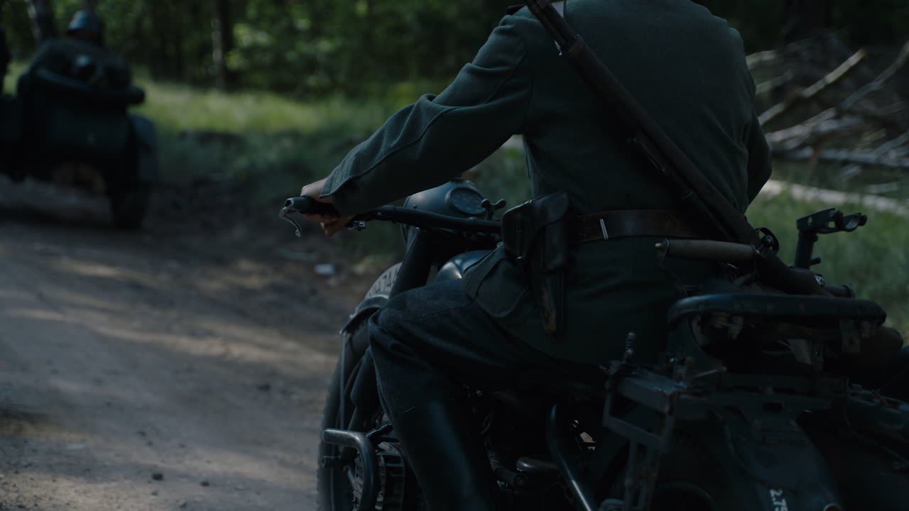 WWII German Soldier on Motorcycle