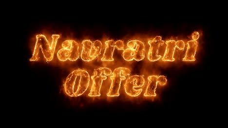 navratri ofrece palabras animadas calientes que queman un bucle de llamas de fuego realista.