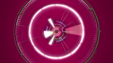 pink abstract round animation, hi-tech background with circles. futuristic sci-fi hud effect.