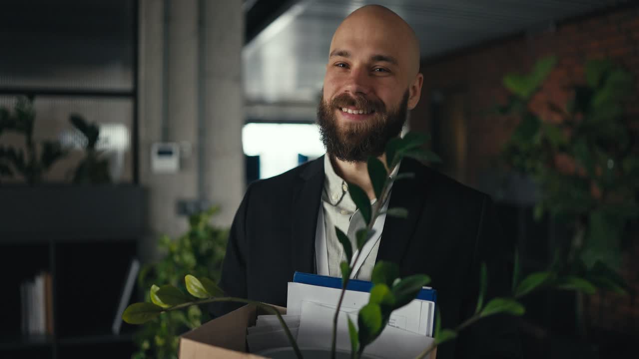 Businessman moving out of office