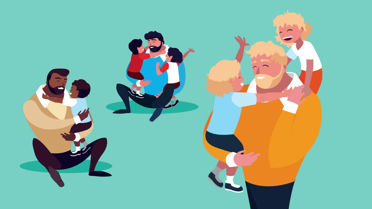 feliz celebración del día del padre con el grupo de padres e hijos