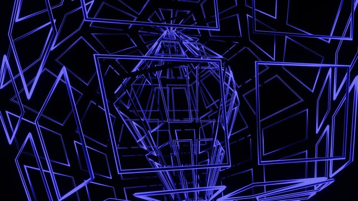 VJ Loop Neon Abstraktion af rotationen af abstrakte kroppe
