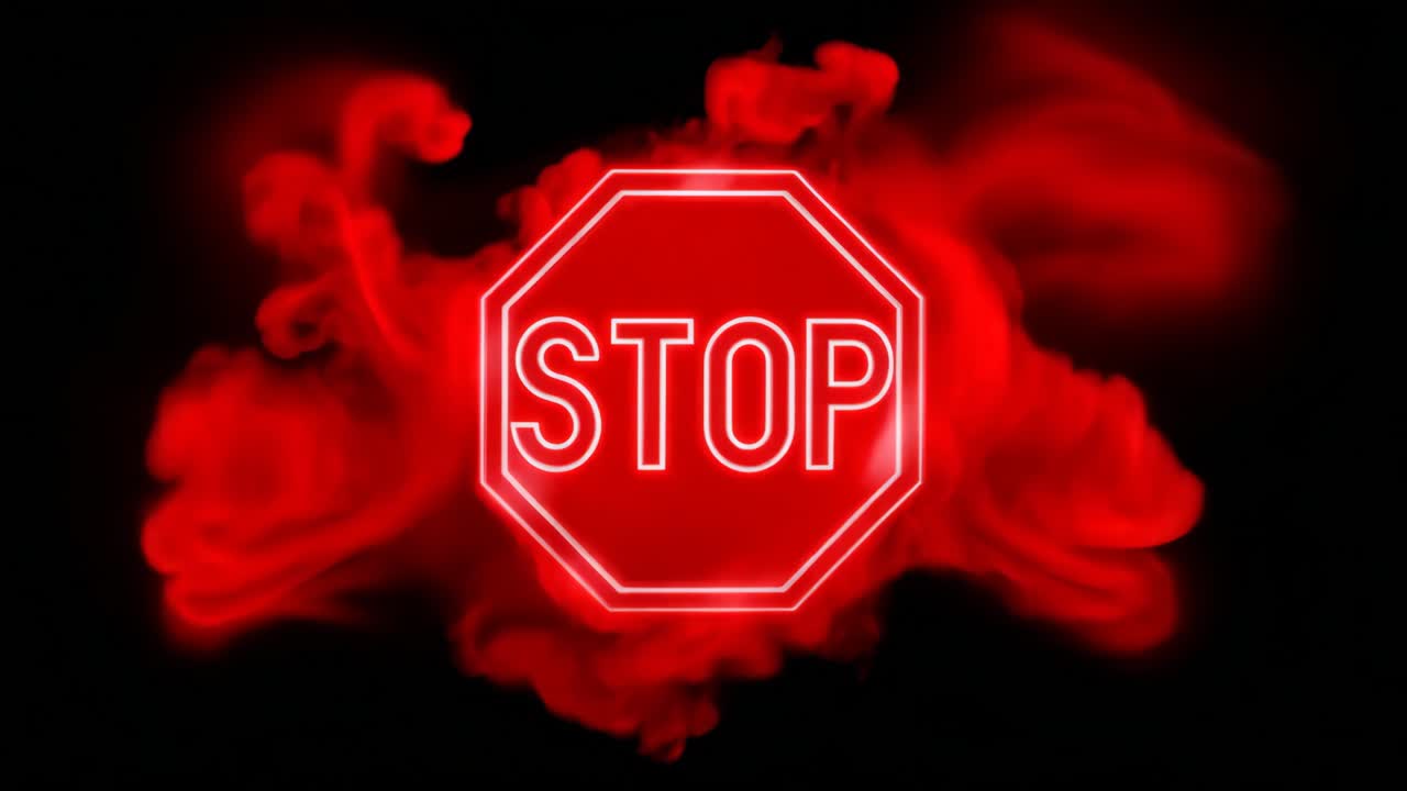 Rood stopbord met gloeiende rook