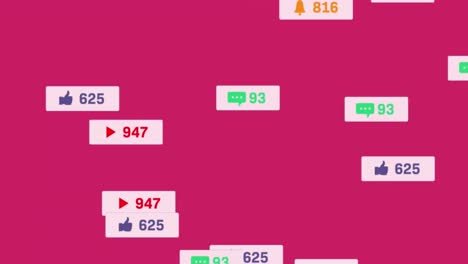 Animation-Der-Datenverarbeitung-In-Sozialen-Medien-Auf-Rosa-Hintergrund