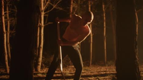 performance art in a dark forest