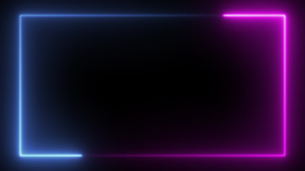un marco rectangular hecho de dos luces de neón en movimiento
