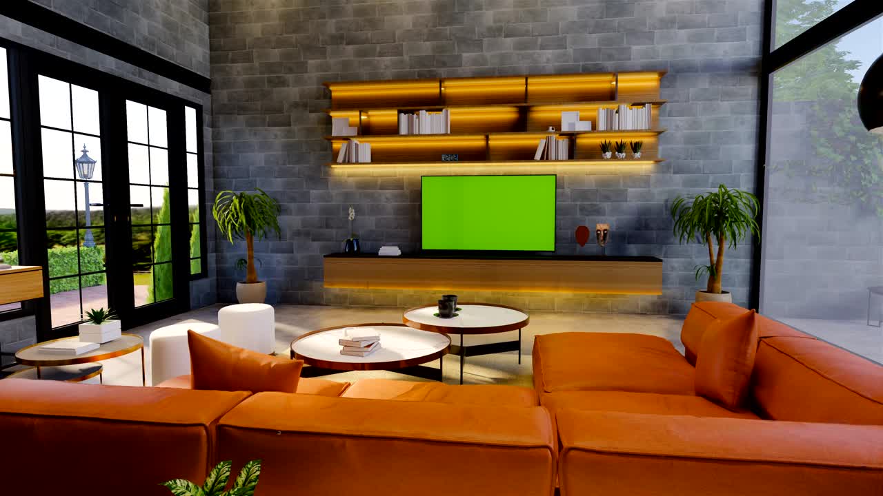 3d 렌더링: 인테리어 하우스, 부과 함께 현대적인 오픈 리빙 스페이스, 현대적인 스타일의 듀플렉스 아파트, 주택 장식, 현대적인 로프트 인테리어를 제공합니다.