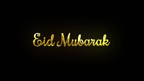 eid mubarak golden 3d testo di saluto con particelle ed effetti di luce