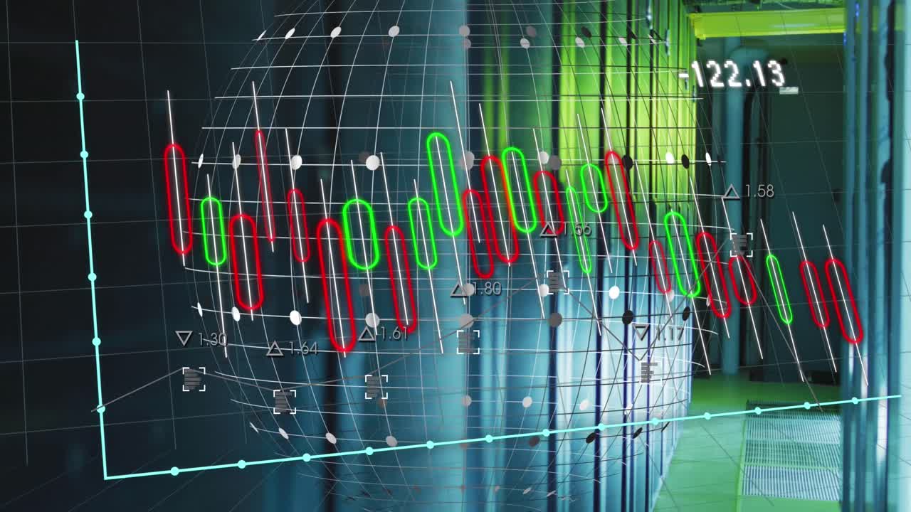 다중 그래프와 숫자의 애니메이션으로 데이터 서버 을 통해 지구를 표시합니다.